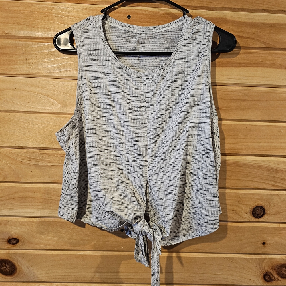 Zyia Athletic Gray Sleeveless Tie-Front Top XL